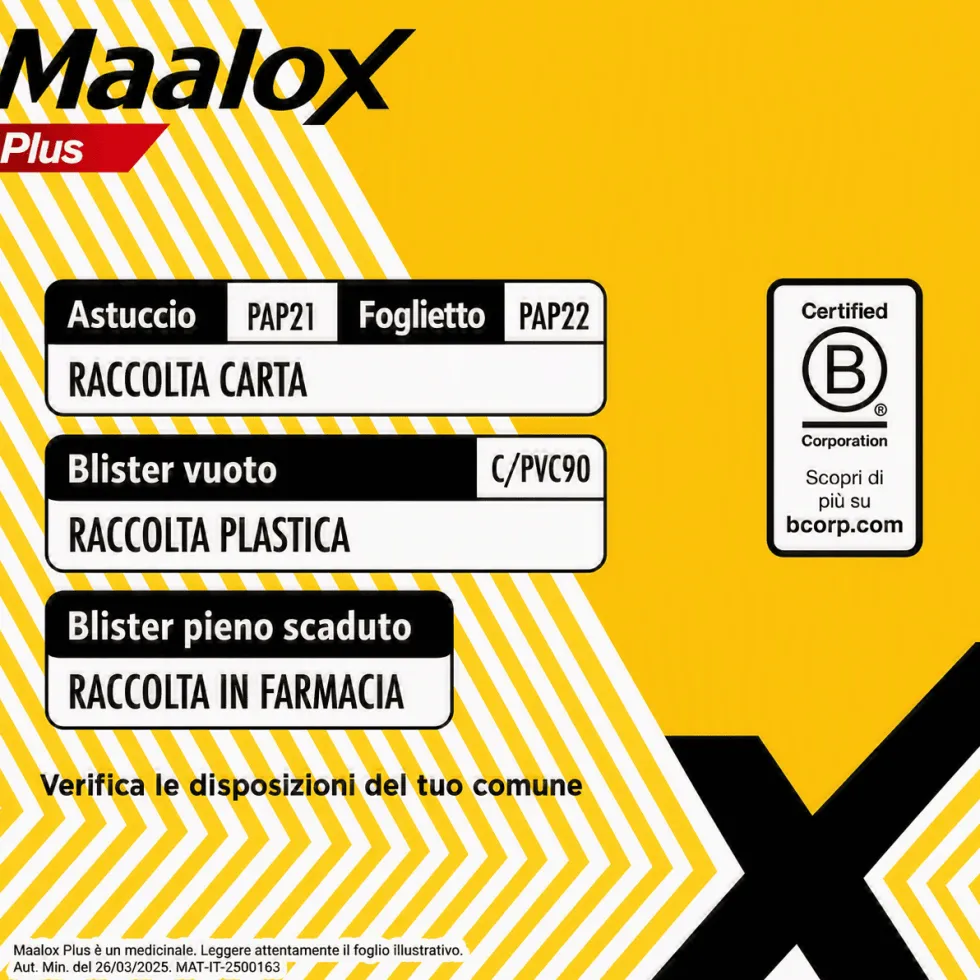 Maalox Plus 4% + 3,5% + 0,5% Sospensione Orale Aroma Limone Trattamento Iperacidità Bruciore e Dolore Gastro-Intestinale, 250ml
