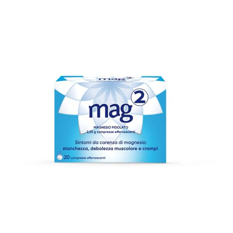 Mag 2 2,25g Magnesio Pidolato per Stati Carenziali di Magnesio, 20 Compresse Effervescenti