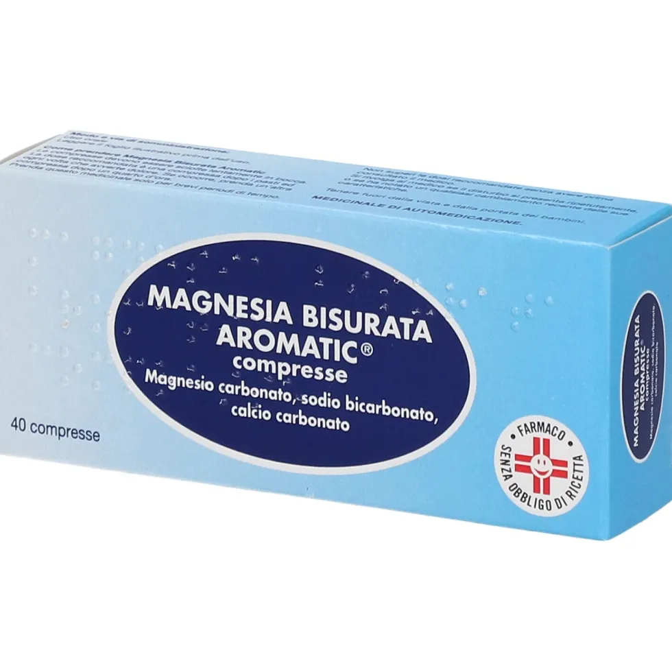Magnesia Bisurata Aromatic - Compresse antiacide per l'iperacidità gastrica, 40 compresse