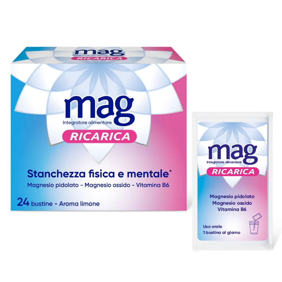 Mag Ricarica Integratore Stanchezza Fisica e Mentale, 24 Bustine