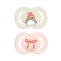 Mam Winter Edition Original Succhietto in Silicone 2-6 Mesi colori Beige e Rosa, 2 succhietti
