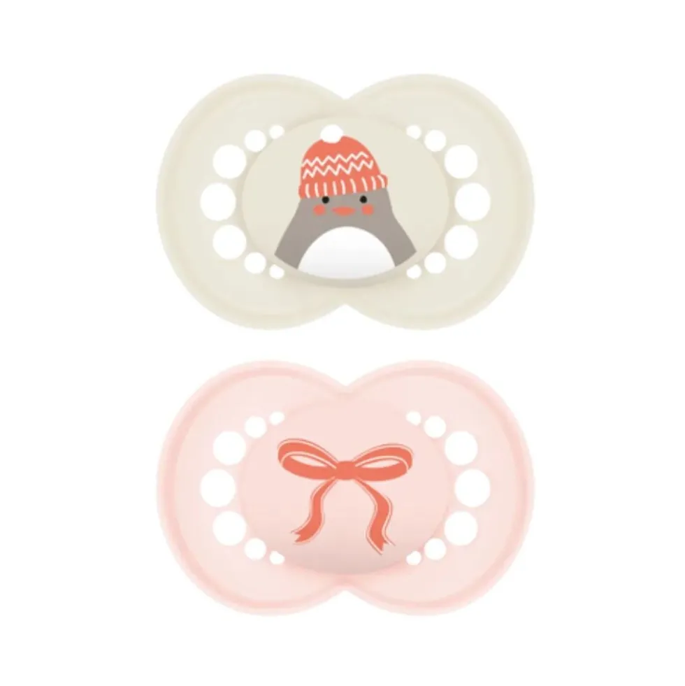 Mam Winter Edition Original Succhietto in Silicone 2-6 Mesi colori Beige e Rosa, 2 succhietti
