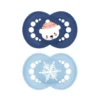 Mam Winter Edition Original Succhietto in Silicone 6+ Mesi colori Blu e Celeste, 2 succhietti