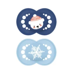 Mam Winter Edition Original Succhietto in Silicone 6+ Mesi colori Blu e Celeste, 2 succhietti