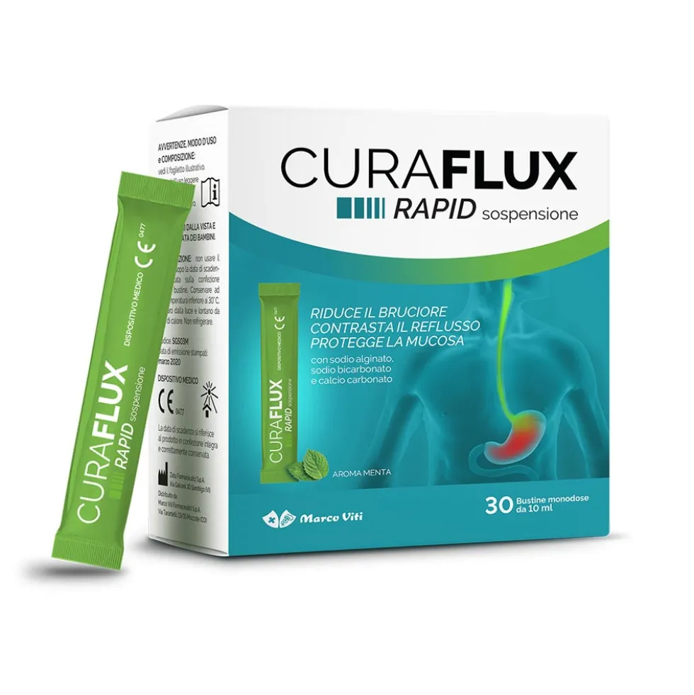 Marco Viti Curaflux Rapid Sospensione Orale per Reflusso, 30 Bustine