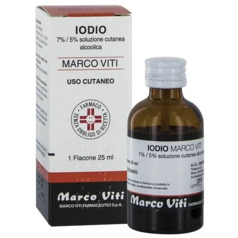 Marco Viti Iodio 7%/5% Soluzione Cutanea Alcoolica Antisettico e Disinfettante, 25ml