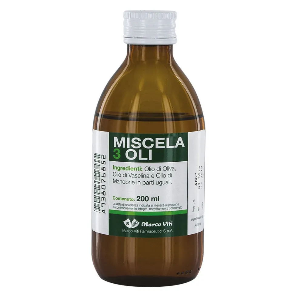 Marco Viti Miscela 3 oli - Olio emolliente e idratante per la pelle secca, flacone da 200 ml
