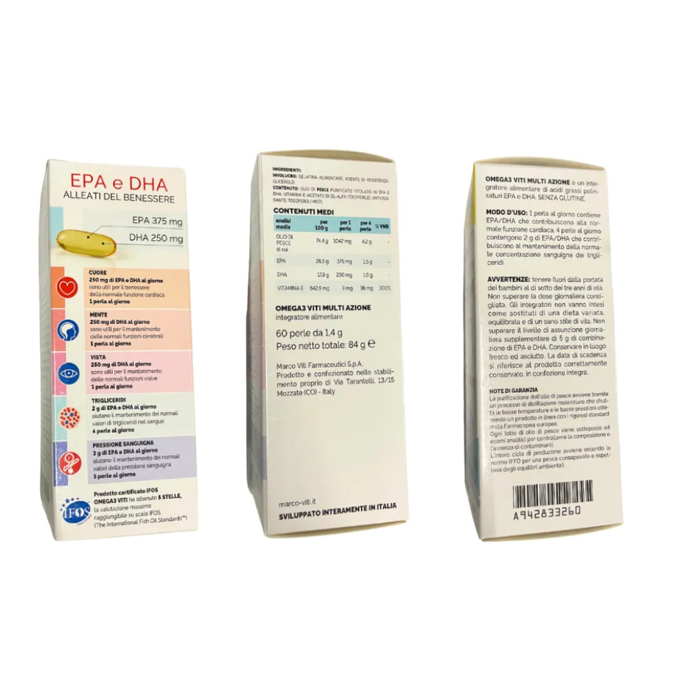Marco Viti Omega3 Multi Azione - Integratore alimentare per la funzione cardiaca, 60 perle