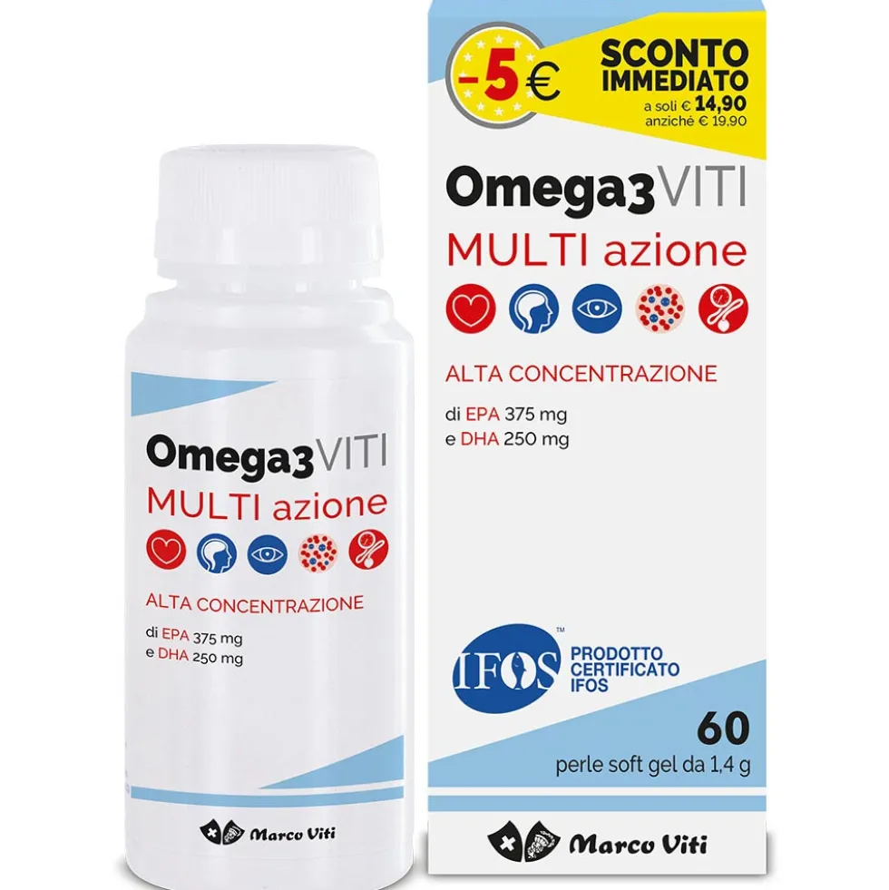 Marco Viti Omega3 Multi Azione - Integratore alimentare per la funzione cardiaca, 60 perle