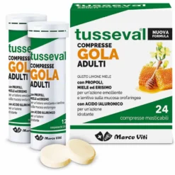 Marco Viti Tusseval Gola Adulti - Integratore lenitivo per la gola, 24 compresse masticabili