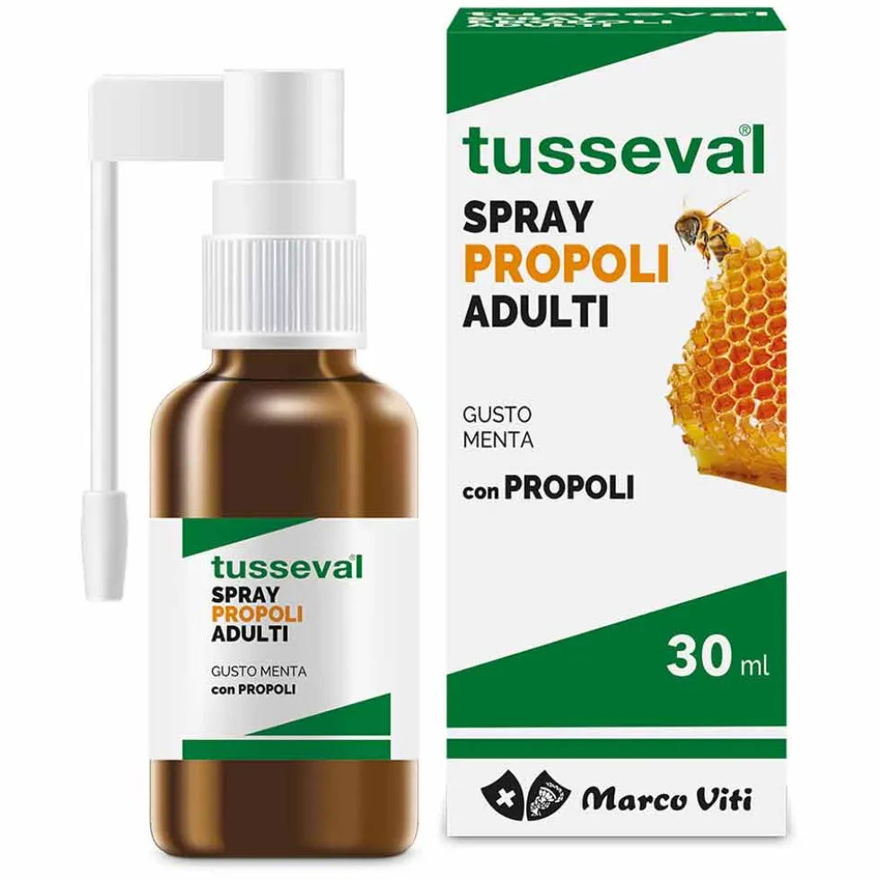 Marco Viti Tusseval Spray - Integratore per adulti alla propoli per il benessere della gola, 30 ml