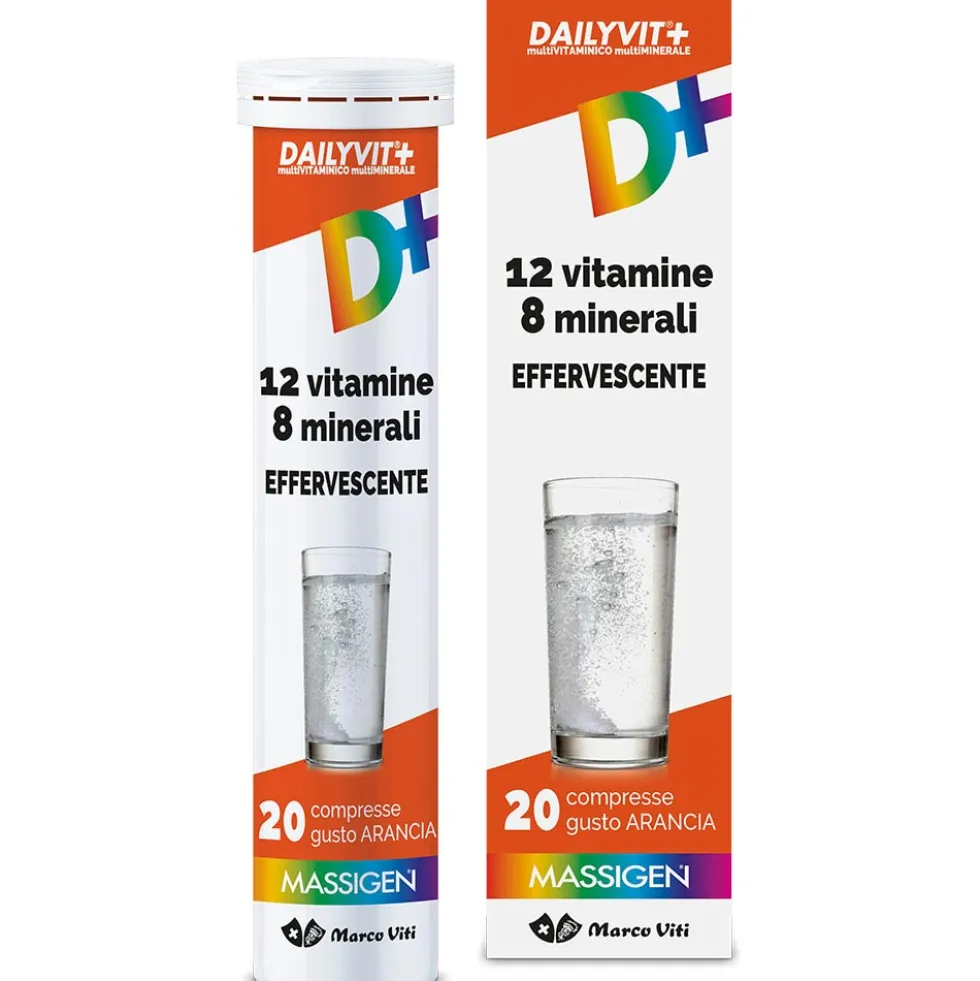 Massigen Dailyvit+ - Integratore effervescente per il fabbisogno nutrizionale, 20 compresse