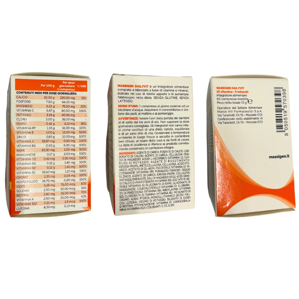 Massigen Dailyvit+ - Integratore multivitaminico per il fabbisogno nutrizionale, 60 compresse