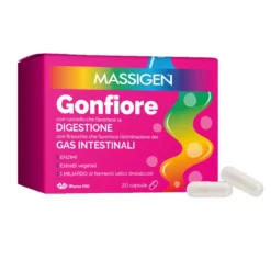Massigen Gonfiore - Integratore alimentare per la digestione e i gas intestinali, 20 capsule
