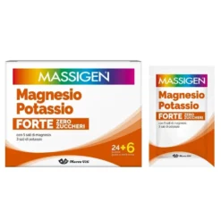 Massigen Magnesio e Potassio Forte Zero Zuccheri - Integratore salino per la stanchezza, 30 bustine