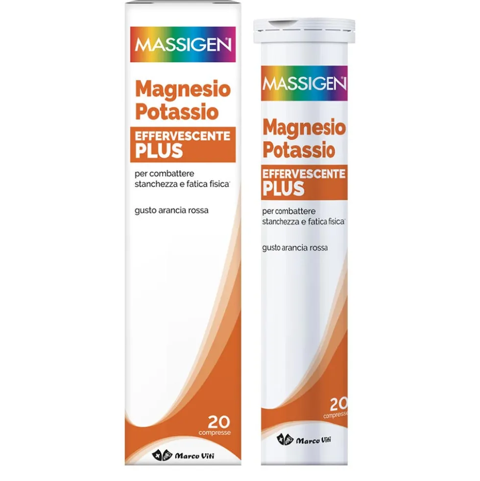 Massigen Magnesio e Potassio Plus Effervescente Integratore, 20 compresse
