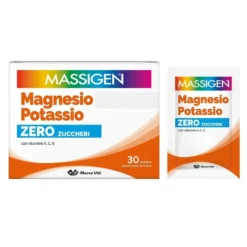 Massigen Magnesio e Potassio Zero Zuccheri - Integratore alimentare per la stanchezza, 30 bustine