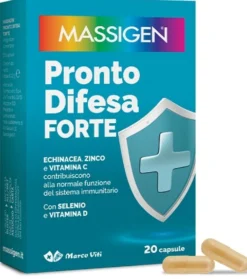 Massigen Pronto Difesa Forte Integratore Echinacea Zinco Vitamina C e D, 20 Capsule