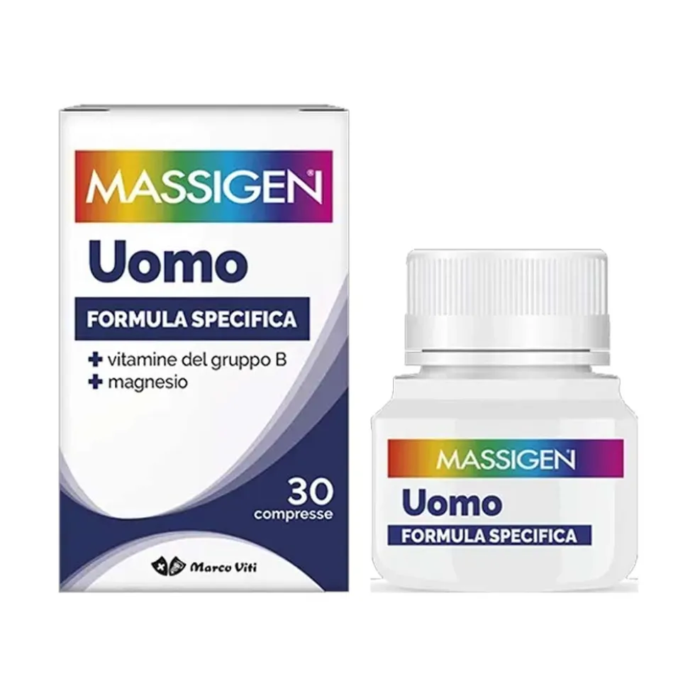 Massigen Uomo - Integratore di vitamine e minerali per il fabbisogno maschile, 30 compresse