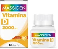 Massigen Vitamina D 2000 U.I. - Integratore alimentare per difese immunitarie, 90 capsule softgel
