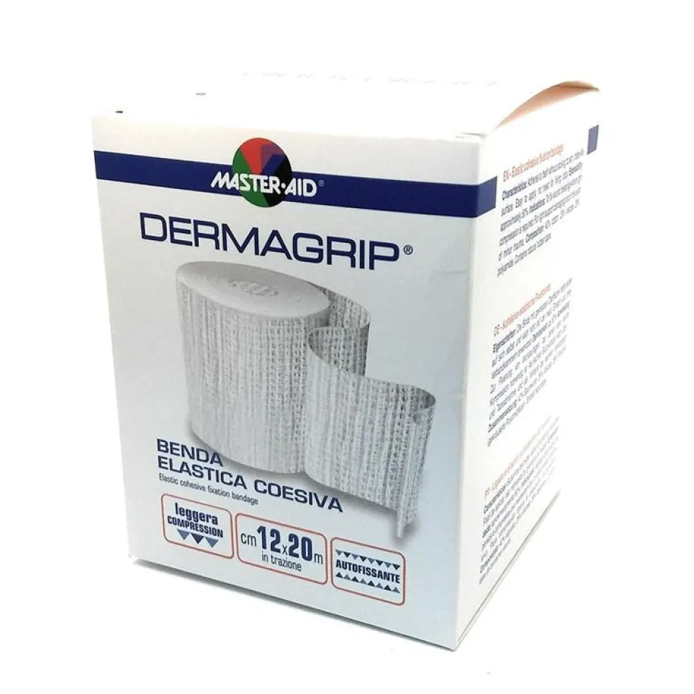 Master-Aid Dermagrip - Benda elastica coesiva per compressione e sostegno 12 cm x 20 m