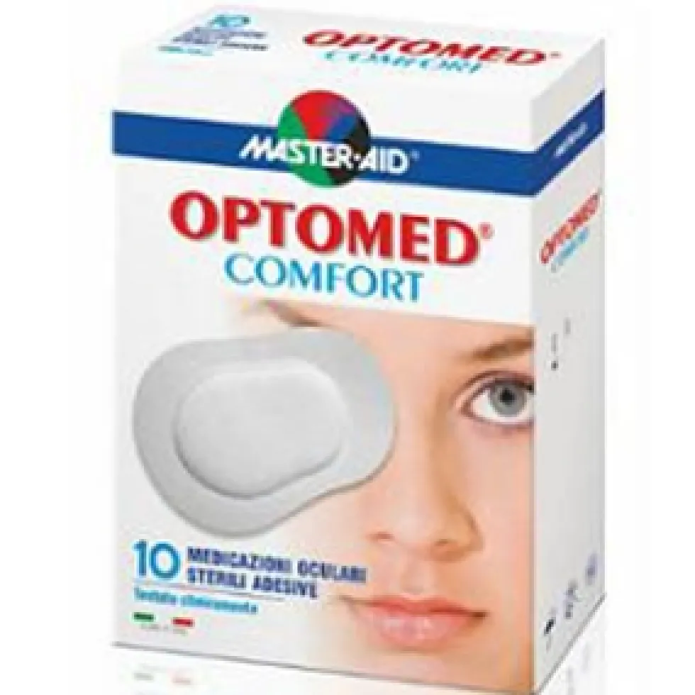 Master-Aid Optomed Comfort - Garza oculare autoadesiva per medicazione oculari, 10 cerotti