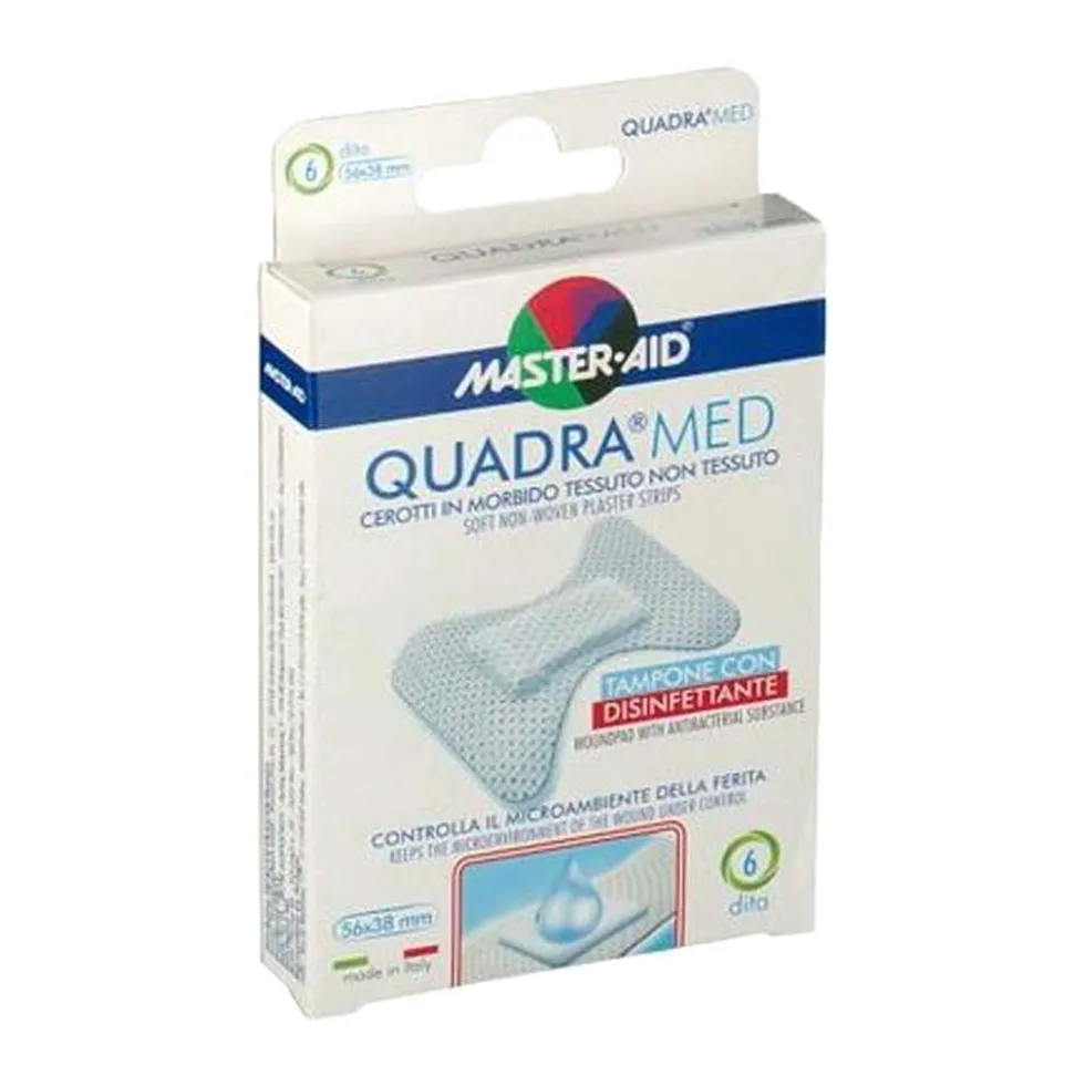 Master-Aid Quadramed Cerotti in Morbido Tessuto Non Tessuto con Tampone, 6 Pezzi