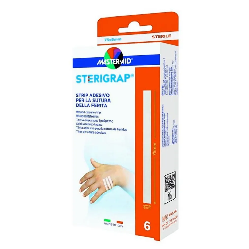 Master-Aid Sterigrap - Strip Cerotto Per Sutura 7,5cm x 0,6cm, 6 Strip