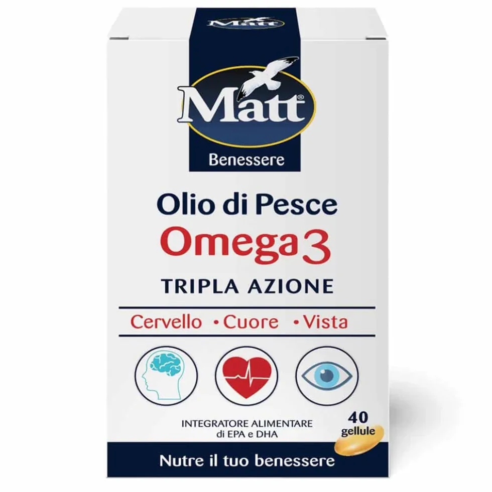 Matt Benessere - Olio di Pesce Omega 3 Tripla Azione, 40 gellule