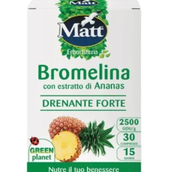 Matt Bromelina Drenante Forte - Integratore per il drenaggio e il microcircolo, 30 compresse