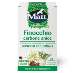 Matt Erboristeria Finocchio, Carbone e Anice - Integratore per la digestione, 40 compresse