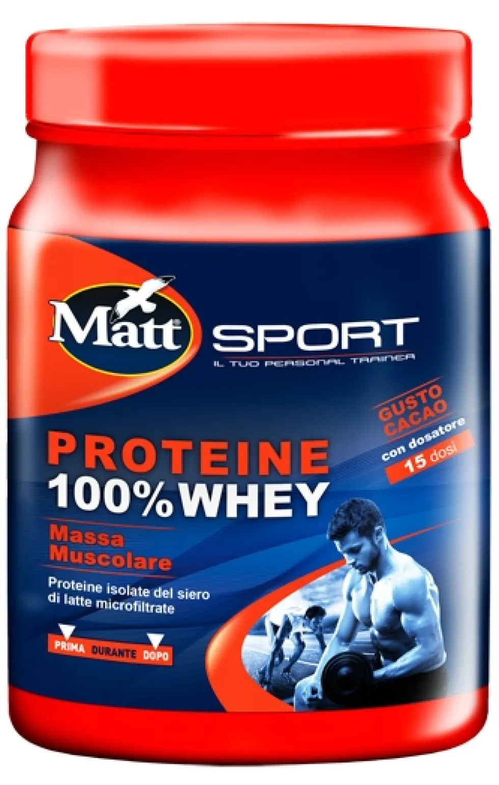 Matt Sport - Integratore di Proteine 100% Whey gusto Cacao, 450g