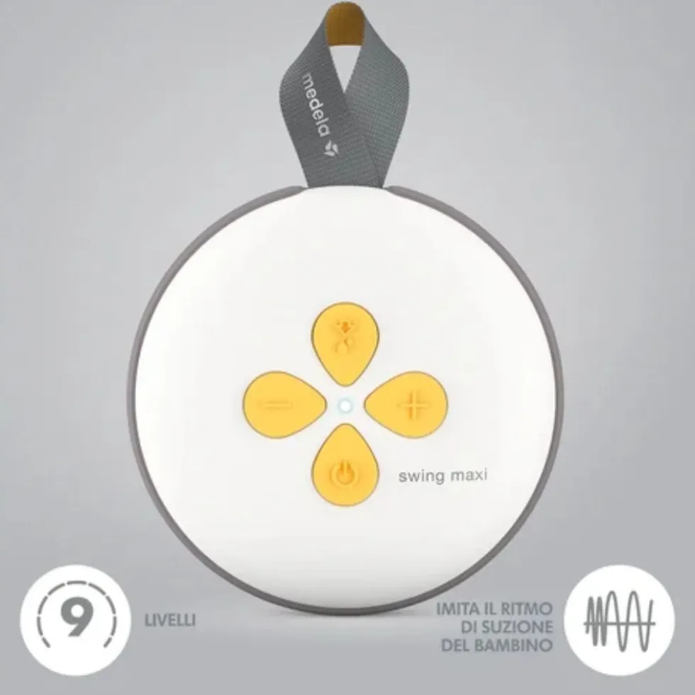 Medela Swing Maxi - Tiralatte elettrico doppio per l'estrazione del latte, 2 bottiglie da 150 ml