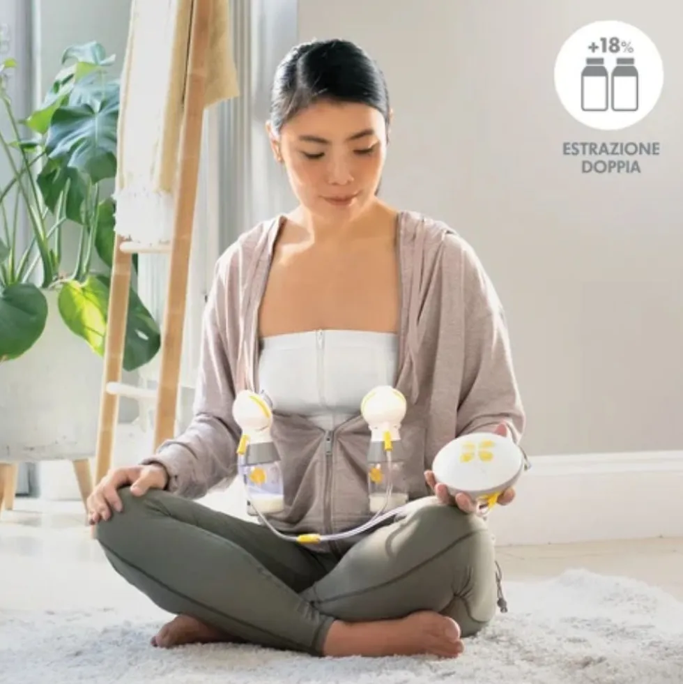 Medela Swing Maxi - Tiralatte elettrico doppio per l'estrazione del latte, 2 bottiglie da 150 ml