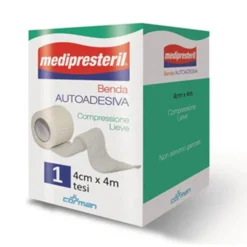 Medipresteril Benda autoadesiva - Benda elastica per le medicazioni e i traumi, 4 cm x 4 m