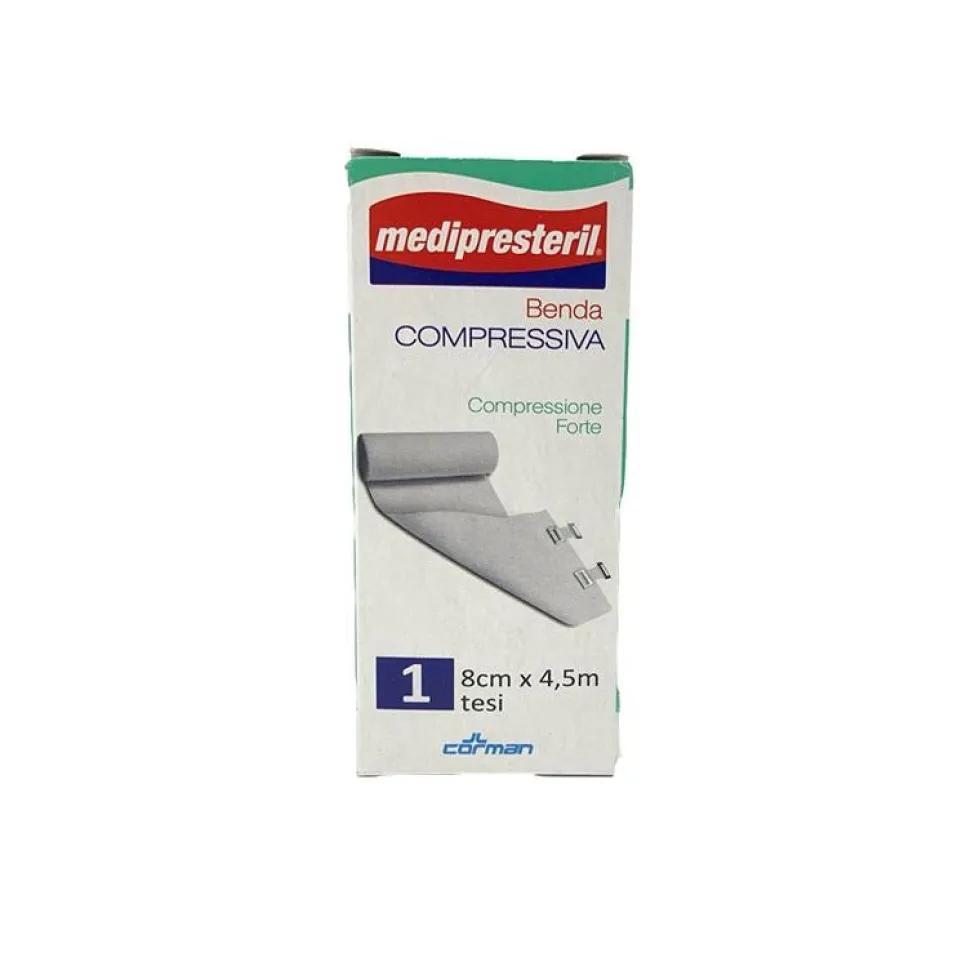 Medipresteril Benda Elastica Compressione Forte, 8 cm x 4,50m