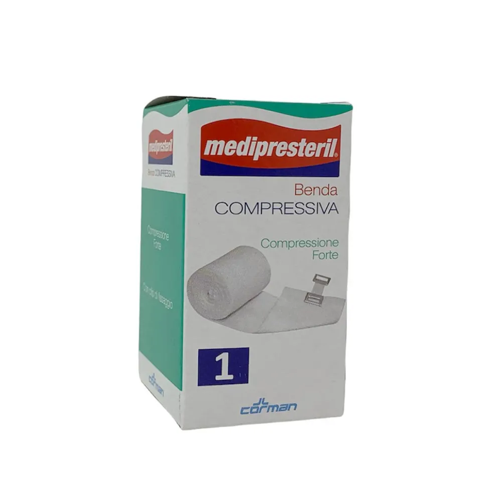 Medipresteril Benda elastica compressione forte - Benda traumi e varici, 1 pezzo 12cm x 4,5m