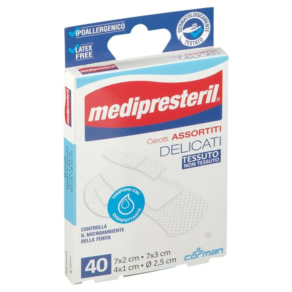 Medipresteril Cerotti delicati assortiti - Cerotti antisettici per le piccole ferite, 40 cerotti