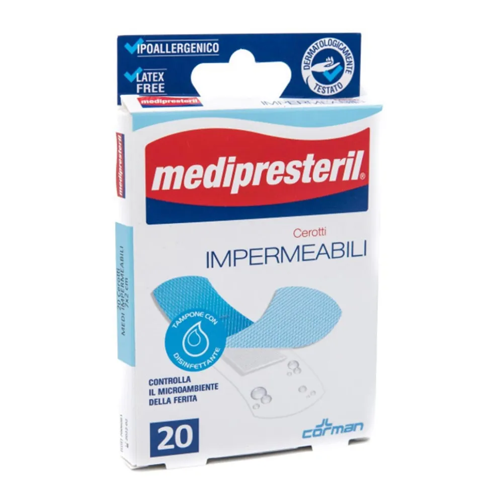Medipresteril Cerotti Impermeabili - Cerotti assortiti per la medicazione di ferite, 20 pezzi