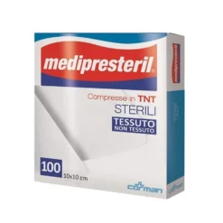 Medipresteril Compresse di garza in TNT - Medicazioni sterili per ferite, 100 pezzi da 10x10 cm