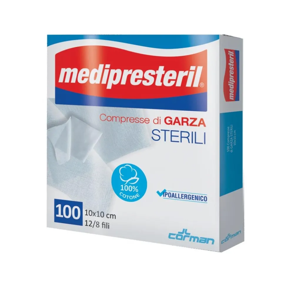 Medipresteril Compresse Di Garza Sterili 12/8, 10x10cm 100 garze