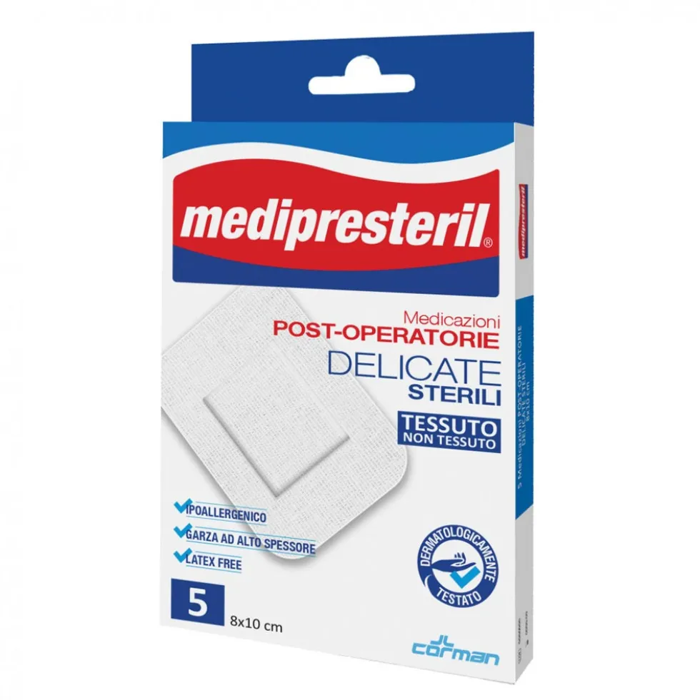 Medipresteril Medicazione Post-Operatoria Delicata 8x10 cm - Cerotti sterili per le ferite, 5 pezzi