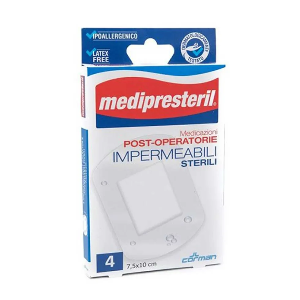 Medipresteril Medicazione Post Operatoria Impermeabile Misura 7,5 x10cm, 4 Pezzi