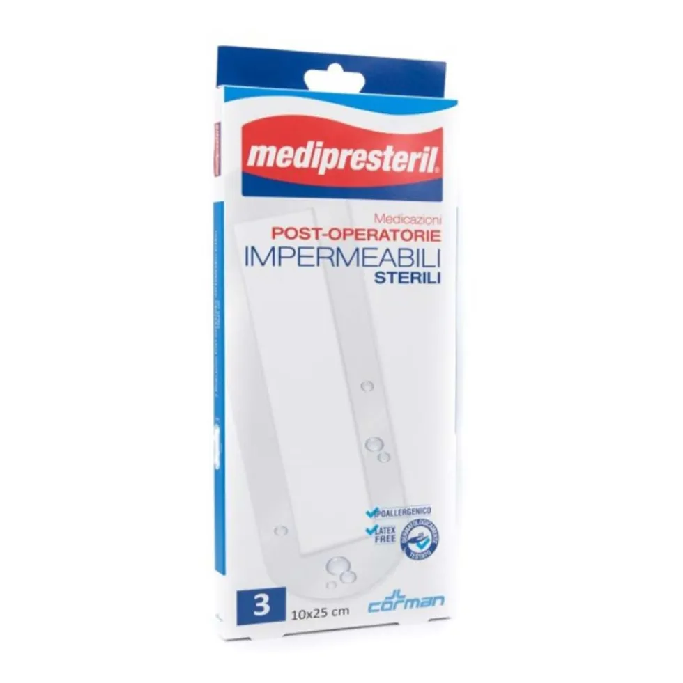 Medipresteril Medicazione Post Operatoria Impermeabile 10x25cm, 3Medicazioni