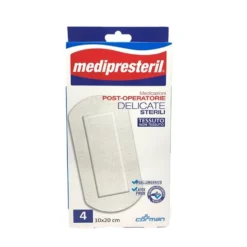 Medipresteril Medicazioni post operatorie - Cerotti sterili per pelli delicate, 4 pezzi 10x20 cm
