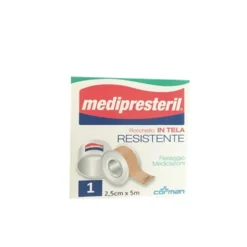 Medipresteril Rocchetto in tela resistente - Cerotto per fissare le medicazioni, 2,5 cm x 5 m