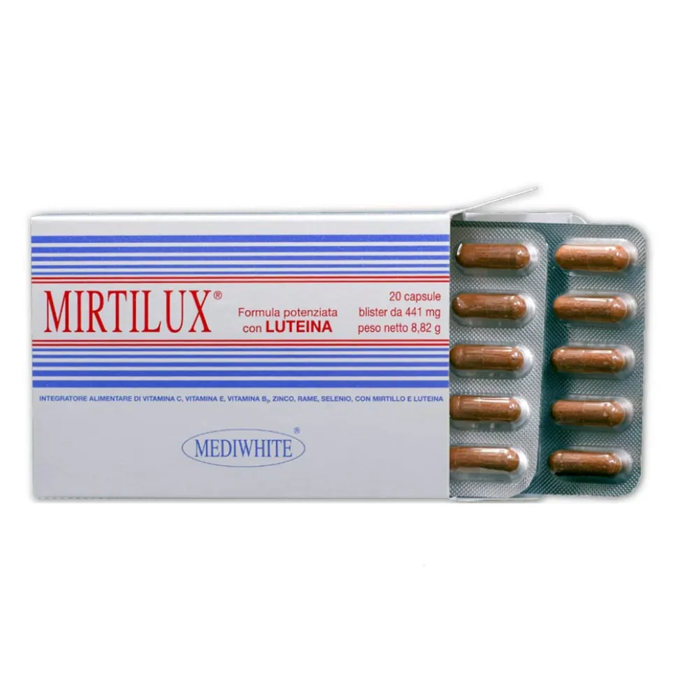 Mediwhite Mirtilux Integratore Alimentare, 20 Capsule