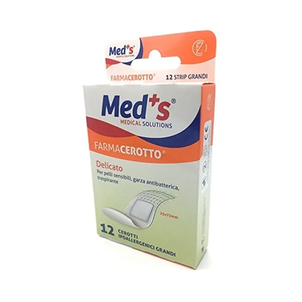 Med's Farmacerotto - Cerotti grandi ipoallergenici per le pelli sensibili, 12 pezzi