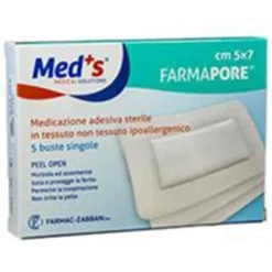 Med's Farmapore - Medicazione Adesiva Sterile Tnt 5x7 cm, 5 Pezzi