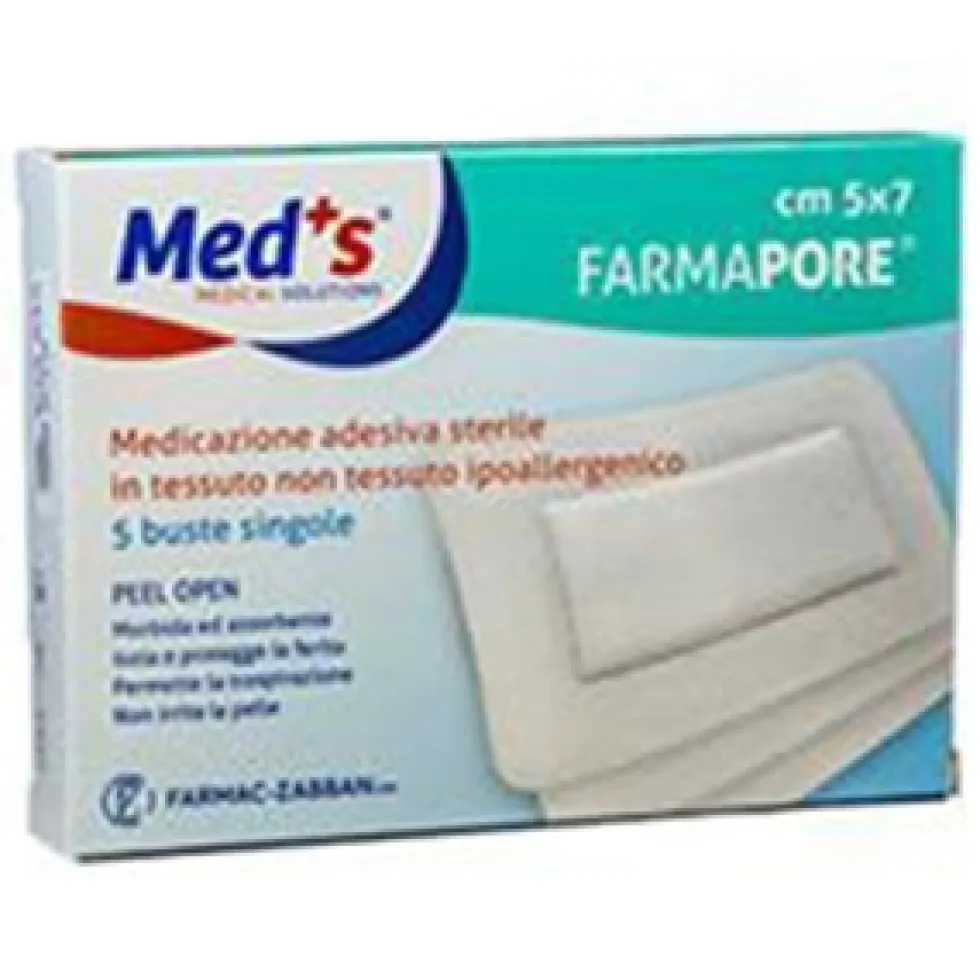 Med's Farmapore - Medicazione Adesiva Sterile Tnt 5x7 cm, 5 Pezzi